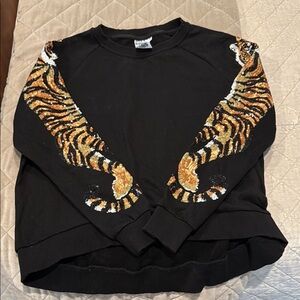 Queen of sparkles black sequin tiger sweatshirt